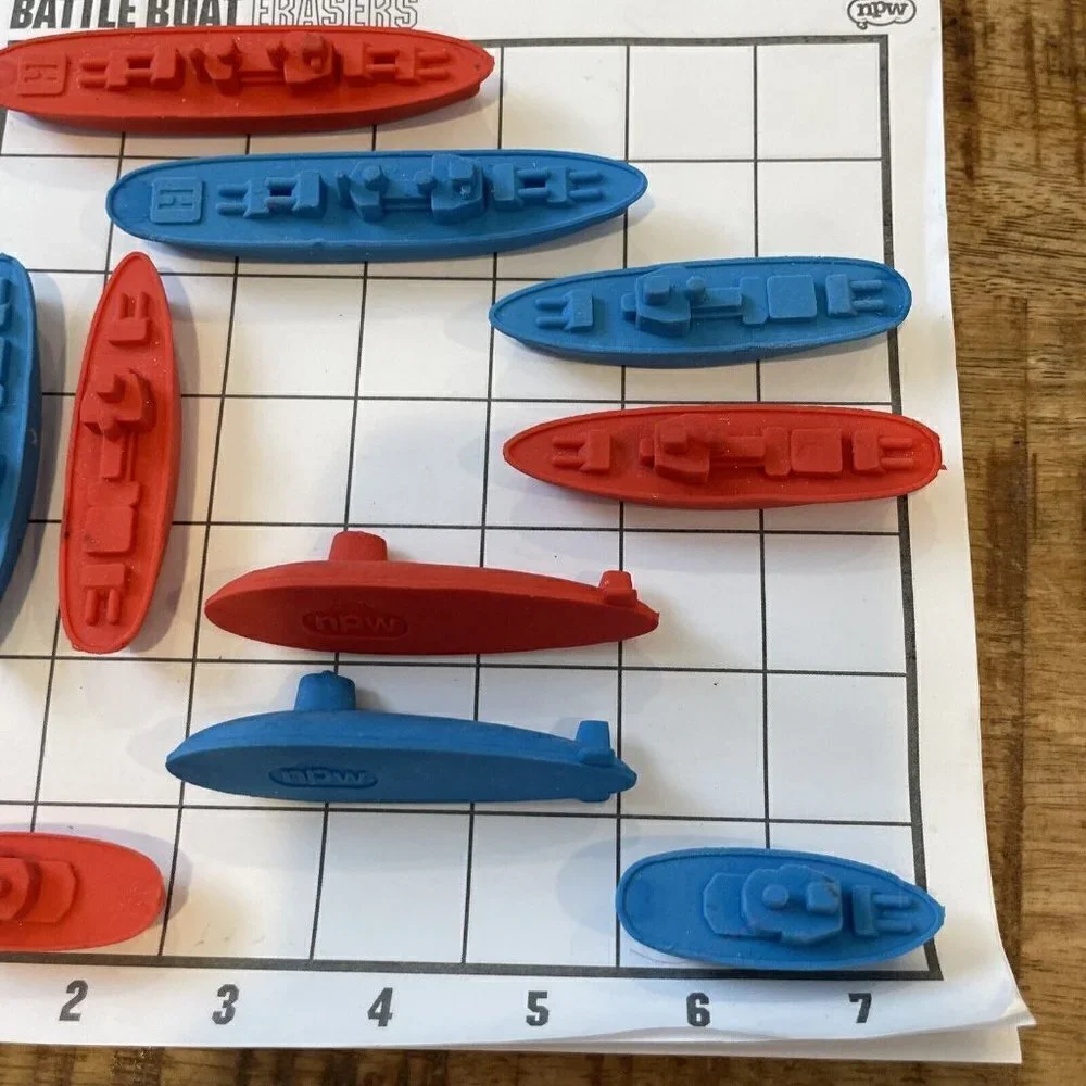Battle Boat Erasers Game Set by NPW Battleships Naval Ships Preowned
